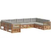 vidaXL Buiten bank set 9 st Natuurlijk en Licht Grijs