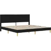 vidaXL Bedframe met hoofdeinde, zwart, 180 x 200 cm, stof