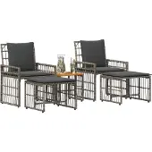 vidaXL Buitenmeubels set 5 st Zwart en Donker Grijs