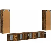 vidaXL Tv Wandkast Set 4 st Rook Eiken Bewerkt hout