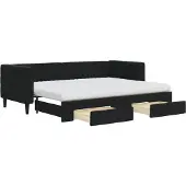 vidaXL Slaapbank met onderschuifbed en lades 80x200 cm fluweel zwart