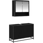 vidaXL Badkamermeubel Set 2 st Zwart Eiken 90 x 33 x 60 cm