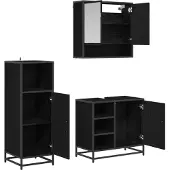vidaXL Badkamermeubel Set 3 st Zwart Eiken 35 x 37,5 x 100 cm