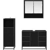 vidaXL Badkamermeubel Set 3 st Zwart Eiken 80 x 33 x 60 cm