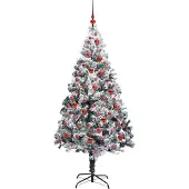 vidaXL Kunstkerstboom met 300 LED Wit 180 cm PVC en Staal en Kunststof