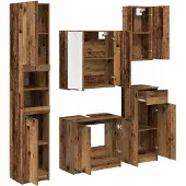 vidaXL Badkamerkastset, 5 stuks, gerecycled hout, 64,5 x 33,5 x 59 cm