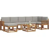 vidaXL Buiten bank set met kussen 8 pcs Natuurlijk en Licht Grijs