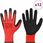 vidaXL Werkhandschoenen 12 pcs Rood en Zwart 8 / m Latex Coating
