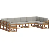 vidaXL Buiten bank set 10 st Natuurlijk en Licht Grijs
