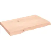 vidaXL Wastafelblad 80x50x(2-6) cm onbehandeld massief hout