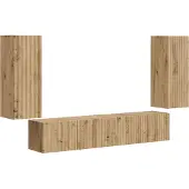 vidaXL Tv Wandkast Set 4 st Artisan Eiken Bewerkt hout