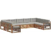 vidaXL Buiten bank set 9 st Natuurlijk en Licht Grijs