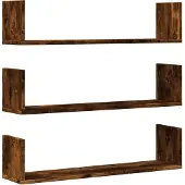 vidaXL Wandschappen 3 st 80x18x18 cm bewerkt hout gerookt eikenkleurig