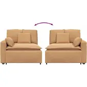 vidaXL Modulaire bank Armleuning eindmodule met kussens 100 cm beige