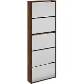 vidaXL Schoenenkast met spiegel 5-laags 63x17x169,5 cm bruineikenkleur