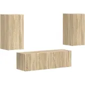 vidaXL Tv Wandkast Set 4 st Sonoma Eik Bewerkt hout