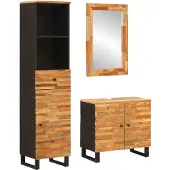 vidaXL Badkamer Sets met lade met plank Naturel Massief Mango Hout