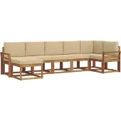vidaXL Buiten bank set 7 st Natuurlijk en Beige