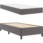 vidaXL Bedframe met matras Grijs 100 x 200 cm Stof