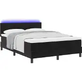 vidaXL LED Box Spring Bed met hoofdeinde Zwart 160 x 200 cm Fluweel