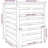 vidaXL Compostbak 63,5x63,5x77,5 cm massief grenenhout