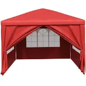 vidaXL Partytent, 400 x 300 x 255 cm, rood, PE en staal