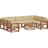 vidaXL Buiten bank set 10 st Natuurlijk en Beige