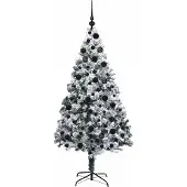 vidaXL Kunstkerstboom met 300 LED Wit 180 cm PVC en Staal en Kunststof