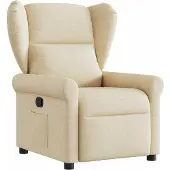 vidaXL Fauteuil verstelbaar stof crèmekleurig