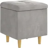 vidaXL Opslagottoman met kussen Lichtgrijs 40 x 40 x 45 cm Fluweel