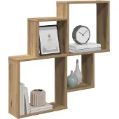 vidaXL Wandschap 80x15x78,5 cm bewerkt hout artisanaal eikenkleurig
