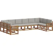 vidaXL Buiten bank set 10 st Natuurlijk en Licht Grijs