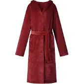 vidaXL Badjas Hoodie Bordeaux Rood m Flanel