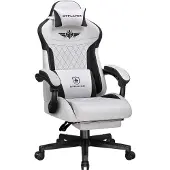 GTPLAYER Gaming Stoel, ergonomische gaming stoel met stoffen bekleding en lendensteun, computerstoel met brede rugleuning, draagvermogen 150 kg, grijs