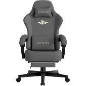 GTPLAYER - Gamingstoel Bureaustoel - Met 160° Verstelbare Rug - Grijs Kunstleer