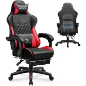 GTPLAYER Gaming Stoel, Gaming Stoel, Ergonomische, in hoogte verstelbare bureaustoel, geschikt voor zowel zomer als winter, met dubbele rugleuning en voetsteun