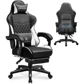 GTPLAYER - Gamingstoel Hoge Rugleuning - Met Voetsteun en Afneembare Hoes - Wit