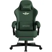 GTPLAYER Gaming stoel, ergonomische gaming fauteuil, bureaustoel, kantoelstoel met kunstleer, veren kussen, verbonden armleuningen, met voetsteun