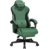GTPLAYER Gaming stoel, ergonomische gaming stoel met stoffen bekleding en lendensteun, computerstoel met brede rugleuning, geschikt voor een gewicht tot 150 kg, groen