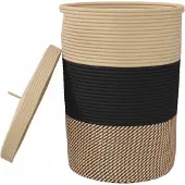 vidaXL Opbergmand met deksel Ø 37x50 cm katoen zwart en beige