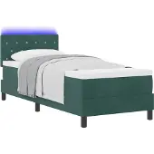 vidaXL LED Box Spring Bed Donkergroen 80 x 200 cm Fluweel