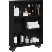 vidaXL Smalle Opslag Trolley 3-laags 48 x 13 x 68 cm Zwart Eiken