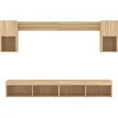 vidaXL 6-delige Tv-wandmeubelset met LED bewerkt hout sonoma eiken