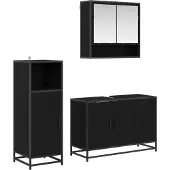 vidaXL Badkamermeubel Set 3 st Zwart Eiken 90 x 33 x 60 cm