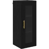 vidaXL Highboard 2 st Zwart Eiken 34,5 x 34 x 180 cm Bewerkt hout