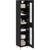 vidaXL Highboard 2 st Zwart Eiken 34,5 x 34 x 180 cm Bewerkt hout