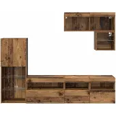 vidaXL TV Wandmeubels 6 st Oudhout Bewerkt hout