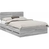 vidaXL Bedframe met lade Grijze Sonoma 150 x 200 cm Geconstrueerd hout