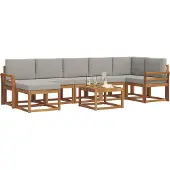vidaXL Buiten bank set met kussen 8 pcs Natuurlijk en Licht Grijs