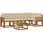 vidaXL Buiten bank set 6 st Natuurlijk en Beige